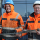 Plumbing planner Jannick Vestergaard and engineer Henning Nøhr pose with the sword.